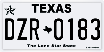 TX license plate DZR0183