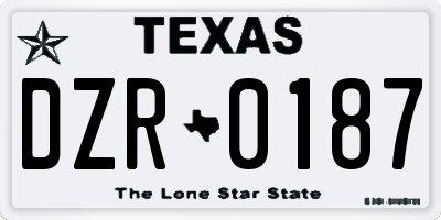 TX license plate DZR0187