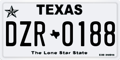 TX license plate DZR0188