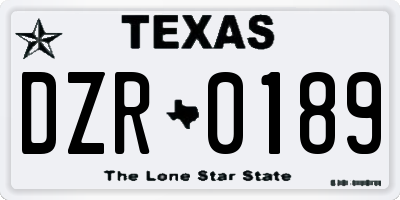 TX license plate DZR0189