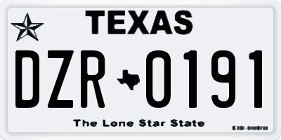 TX license plate DZR0191
