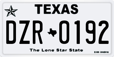TX license plate DZR0192