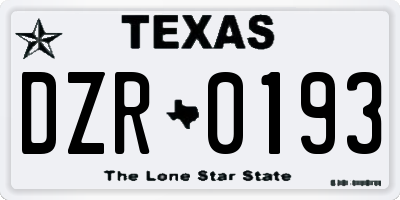 TX license plate DZR0193