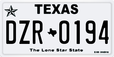 TX license plate DZR0194