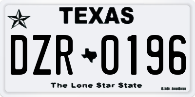 TX license plate DZR0196