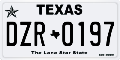 TX license plate DZR0197