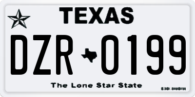 TX license plate DZR0199