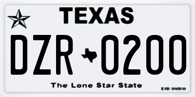 TX license plate DZR0200