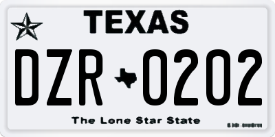 TX license plate DZR0202