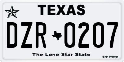 TX license plate DZR0207