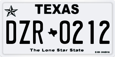 TX license plate DZR0212
