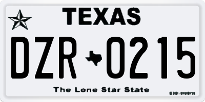 TX license plate DZR0215