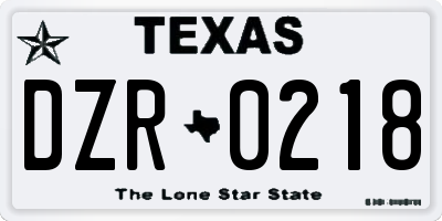 TX license plate DZR0218