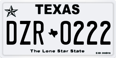 TX license plate DZR0222