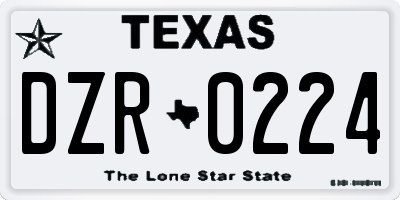 TX license plate DZR0224