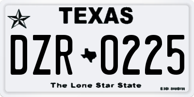TX license plate DZR0225
