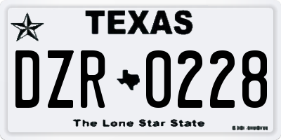 TX license plate DZR0228