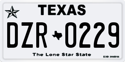 TX license plate DZR0229