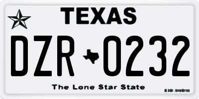 TX license plate DZR0232