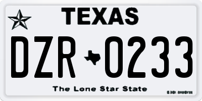 TX license plate DZR0233