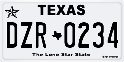 TX license plate DZR0234
