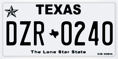 TX license plate DZR0240