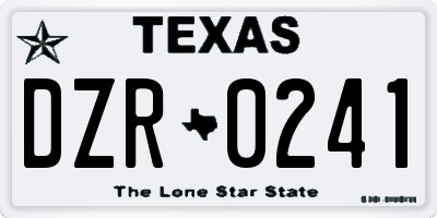 TX license plate DZR0241