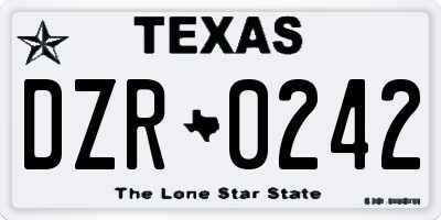 TX license plate DZR0242