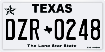 TX license plate DZR0248