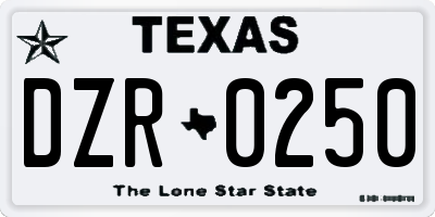 TX license plate DZR0250