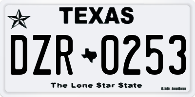 TX license plate DZR0253