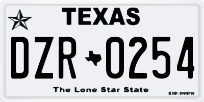 TX license plate DZR0254