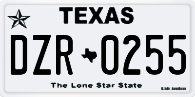 TX license plate DZR0255