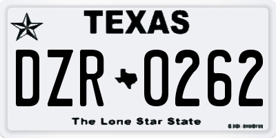 TX license plate DZR0262