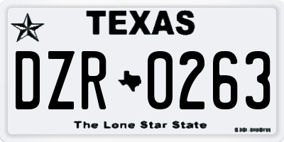 TX license plate DZR0263