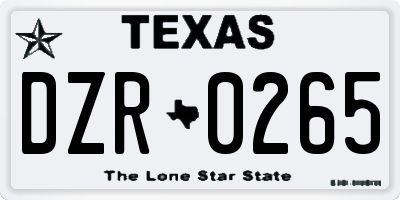 TX license plate DZR0265