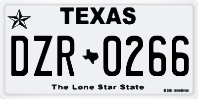 TX license plate DZR0266