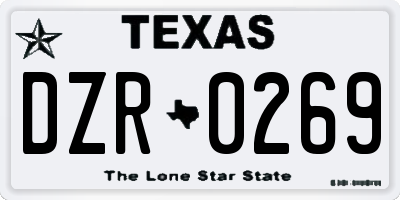 TX license plate DZR0269