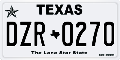 TX license plate DZR0270