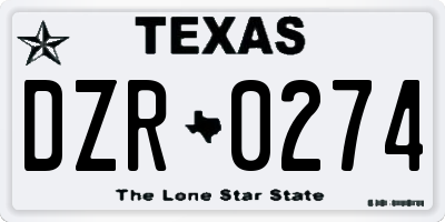 TX license plate DZR0274