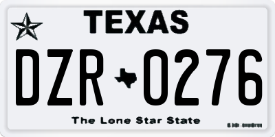 TX license plate DZR0276