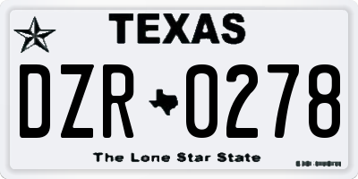 TX license plate DZR0278