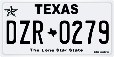 TX license plate DZR0279