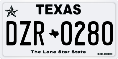 TX license plate DZR0280