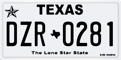 TX license plate DZR0281