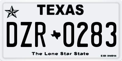 TX license plate DZR0283