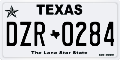 TX license plate DZR0284
