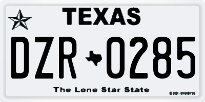 TX license plate DZR0285