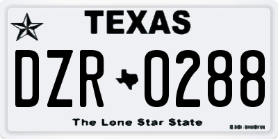 TX license plate DZR0288