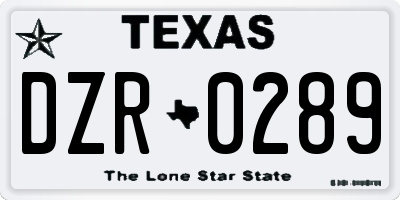 TX license plate DZR0289